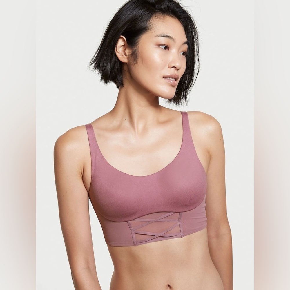 Victoria's Secret Mauve Lattice-Front Sports Bralette